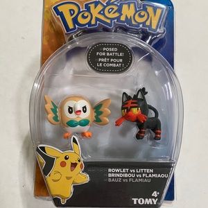 NIB TOMY Pokemon Action Pose Rowlet vs Litten Mini Figure
